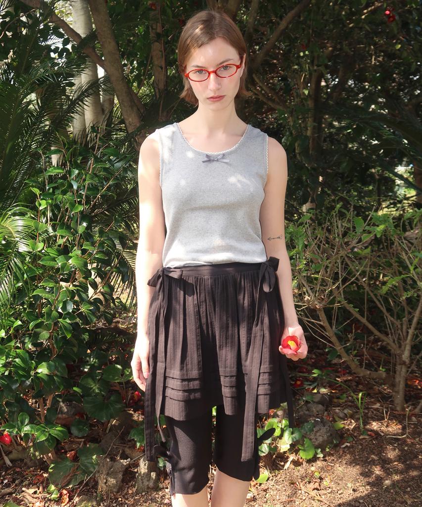 Sinun Ribbon Mini Skirt (Black)