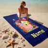 Personalized Name SpongeBob Theme Stylish Digital Printing Beach Towel Quick‑Drying Absorbent Blanket for Beach Pool Gym Travel