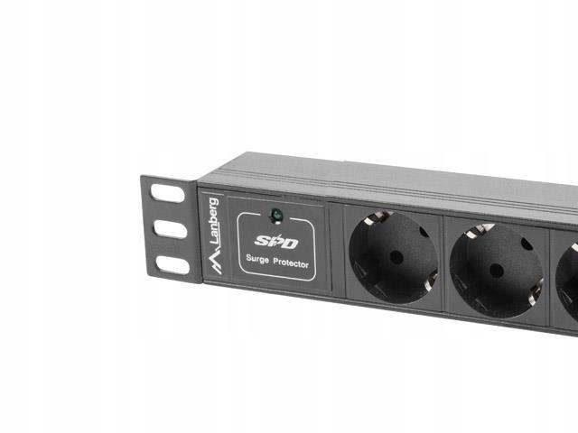 Listwa zasilająca Lanberg do szaf 10" 1U 10A PDU 3x Schuko 2m czarna