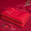 Вышитая Красная Свадебная Подушка - 100% Хлопок, Бархат с Перьями для Празднования Новобрачных