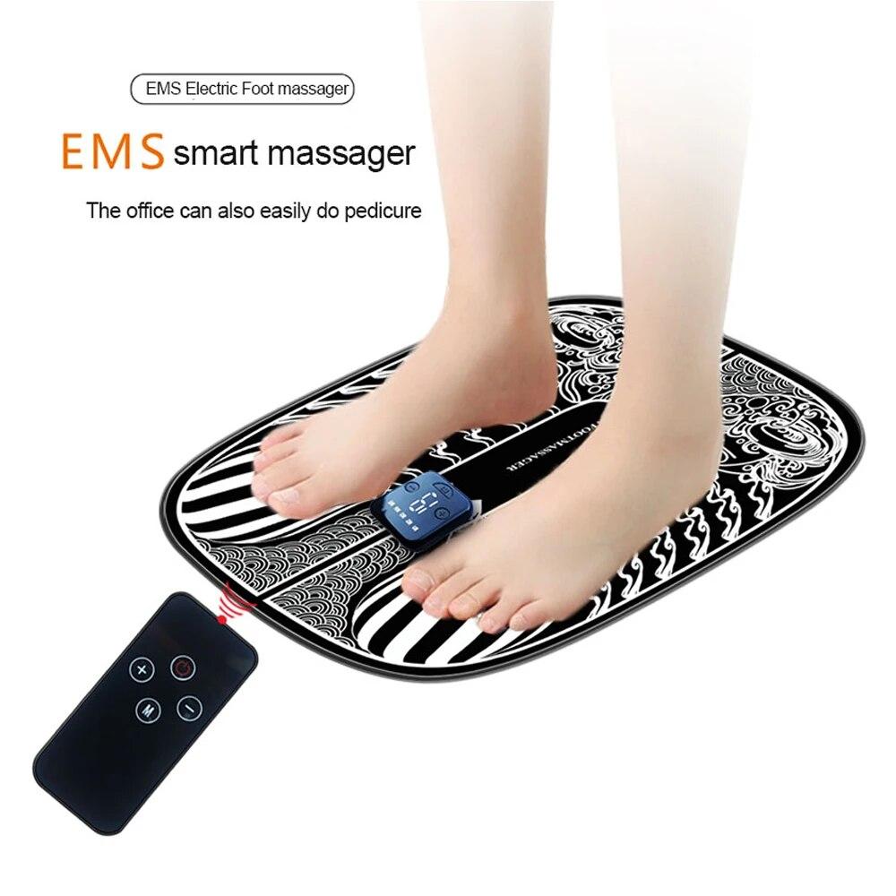 Smart EMS Foot Massager Pad Pulse Physiotherapy Wireless 6 ModeS 19 Levels Of Intensity Micro-current Foot Vibrate Massage Mat