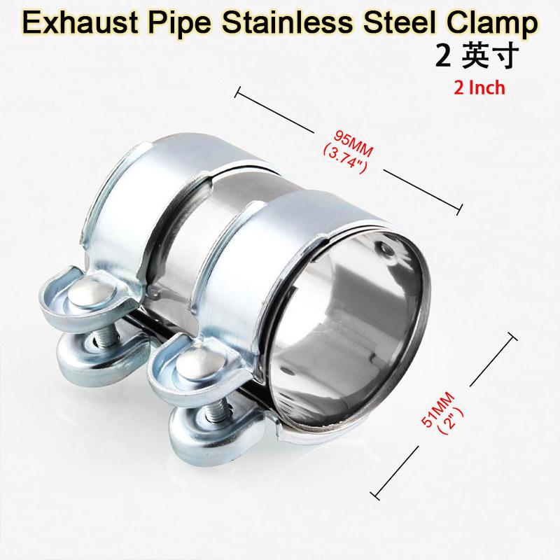 Car Motorcycles Universal 2"/2.5" Exhaust Clamp Stainless Steel Exhaust Tube Pipe Connector Joiner Sleeve Clamp Adjustable Tip