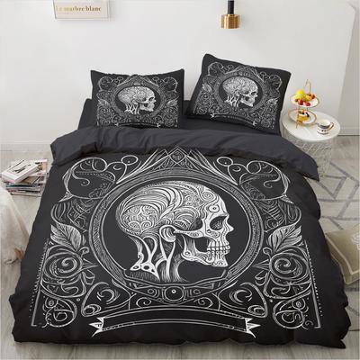 Постельное белье с черепами, размер Twin 140x200 см - Винтажное Барокко, Постельное белье на Хэллоуин, 2/3 шт., Роскошный чехол на одеяло со скелетами, Готический комплект постельного белья