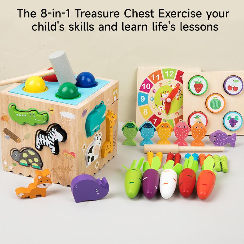 8 в 1 Монтессори-коробка с постоянством, деревянная головоломка в форме морковки, развивающая игрушечный набор для детей, игра на сопоставление, сенсорная игрушка для раннего обучения