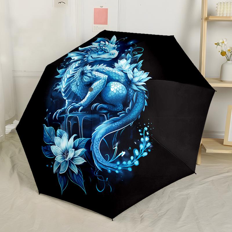 White Dragon And Golden Dragon Umbrella Compact Lightweight Retractable 8Rib Design For Outdoor Adventures And Festive Gifts Y158