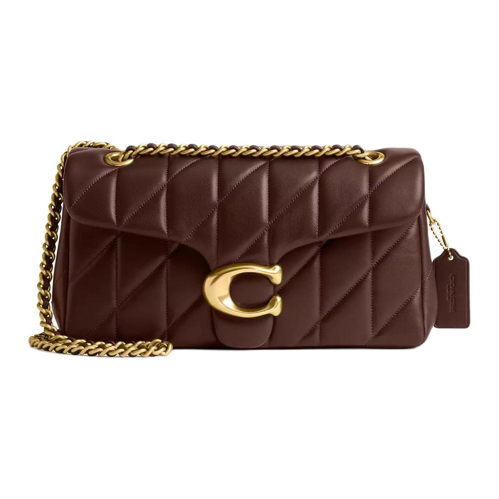 Coach Женская стеганая кожаная сумка на плечо, вместительная, с клапаном и цепочкой, логотип C, сумка через плечо, модная для ежедневной поездки на работу и покупок CP150-B4MPL