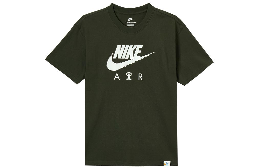 Nike T Shirts Men's Green Crew Neck Moderate Straight Fit DQ1017-355