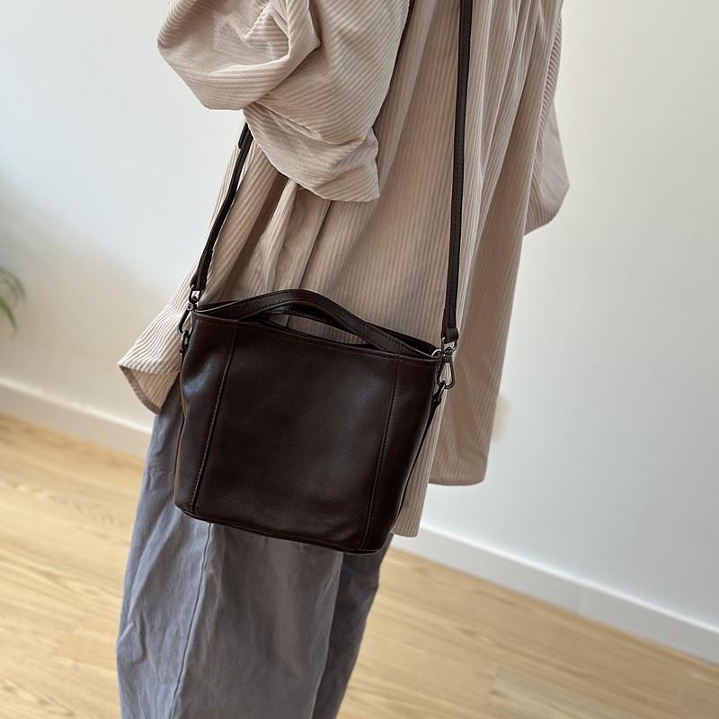 Johnature Сумка-ведро из натуральной кожи, повседневная однотонная женская сумочка, универсальная сумка через плечо