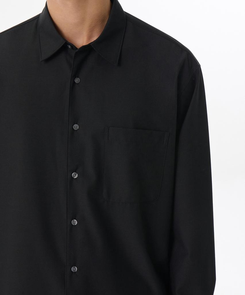 MUSINSA STANDARD Relaxed Wool-Like Shirt [Black]