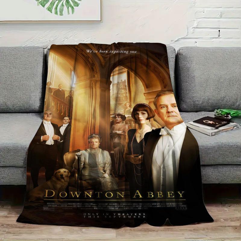 1Pc DowntonAbbey Print Flannel Blanket, High quality Comfortable for All Seasons, Home Decor, Warmth and Comfort, Perfect for Christmas Gifts