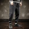 Эластичный пояс со средней посадкой, термоусадочные манжеты на шнурке, повседневные джинсы, мужские джинсы с несколькими карманами, джинсовые спортивные штаны в стиле хип-хоп, уличная одежда