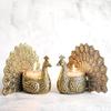 New Aluminium Dancing Peacock Pair Figurine for Good Luck and Love | Candle Holder for Home Dcor Tabletop Living Showpiece