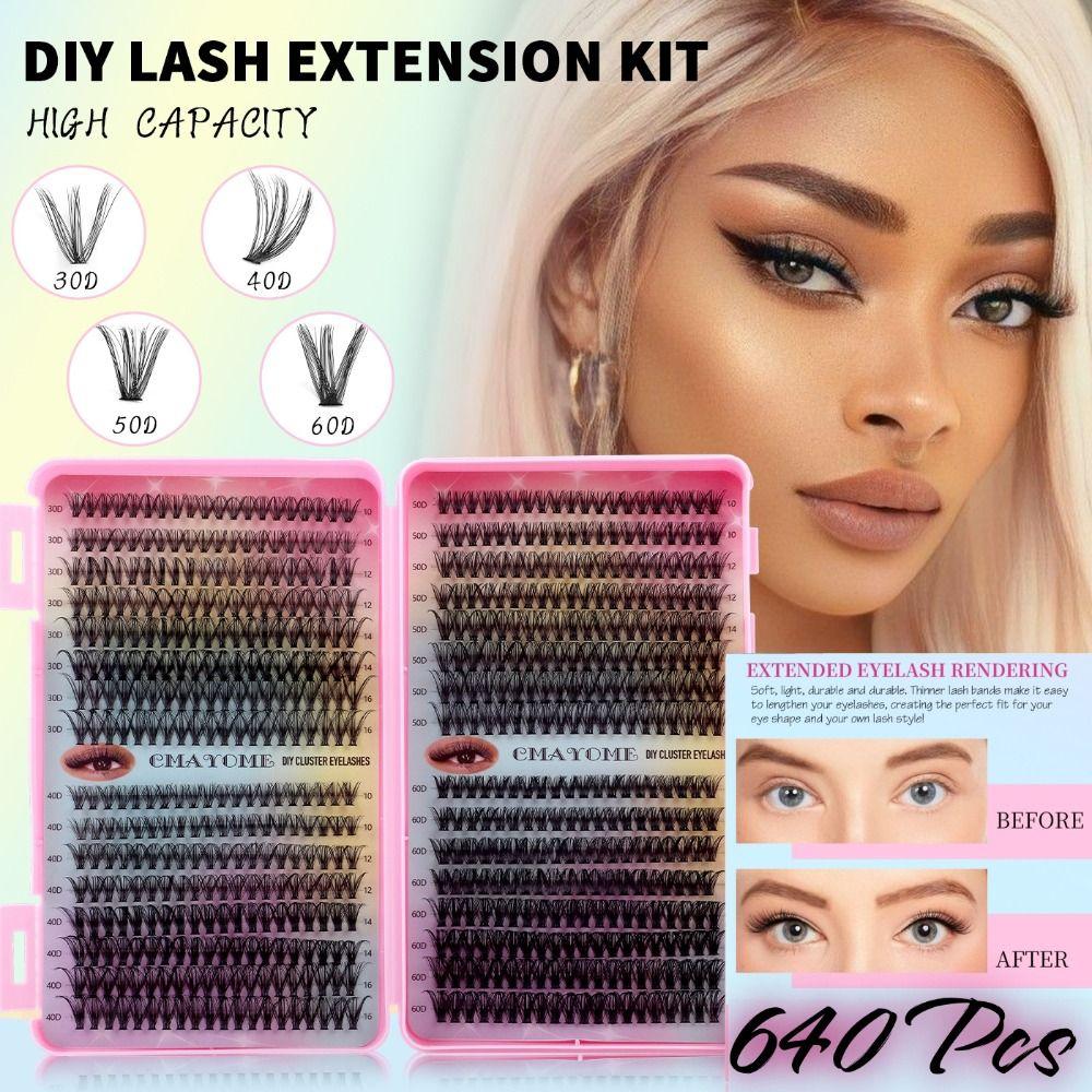 640Clusters Soft Curly False Eyelash DIY Individual Lash Beauty Tool Cluster Lashes Daily