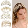 Handmade Crystal Crown Headbands for Women Hair Accessories Pearl Bridal Wedding Tiaras and Crowns Party Hair Jewelry Engagement