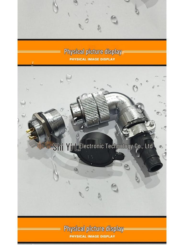 WF28 90° Male-Female Aviation Plug M28 Square Flange Waterproof IP67 Connector