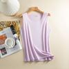 Women Bottoming Vest Ice Silk Seamless Sleeveless Pure Color Plus Size Stretchy Round Neck Dry Dry Cooling Camisole Summer Dating Office Vacation