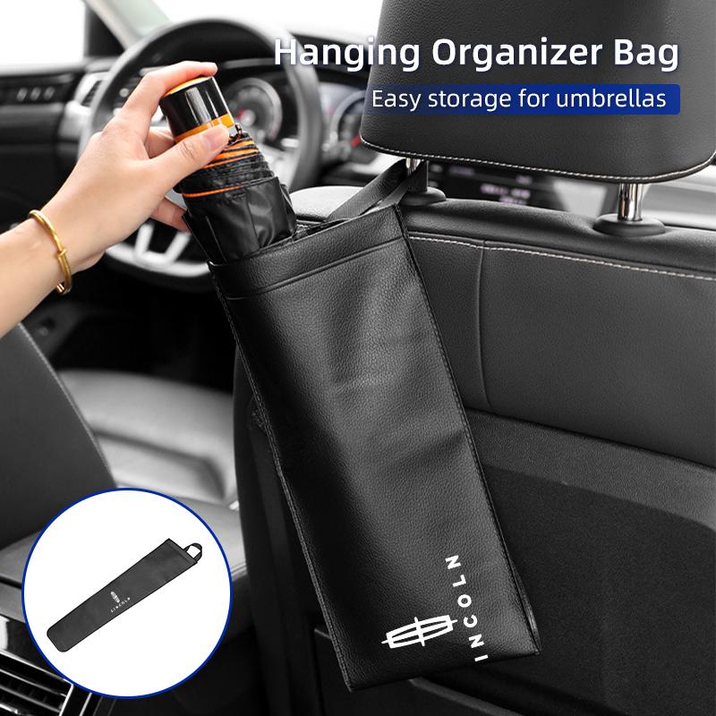Car Waterproof Umbrella Storage Bag PU Leather Cover Sunshade Organizer Holder For Lincoln MKZ MKX Aviator Navigator Continental bsy5