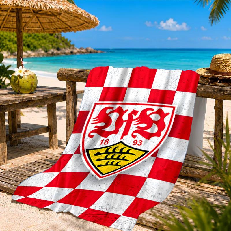 Vfb Fc Crest Printed Microfiber Beach Towel, Soft And Absorbent, Quick-Dry, Ideal for Summer Travel, Beach Essential, Swimming Pool