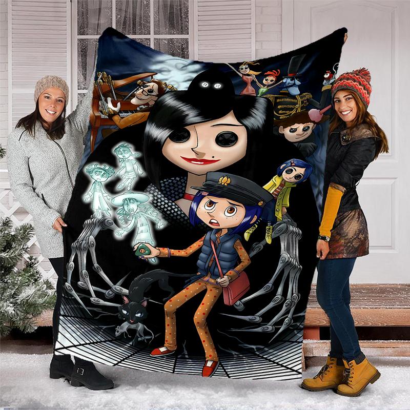 Coraline Theme Printed Blanket - Perfect for Couch, Bed, Travel & Outdoor Use | Machine Washable, Cozy & Durable.