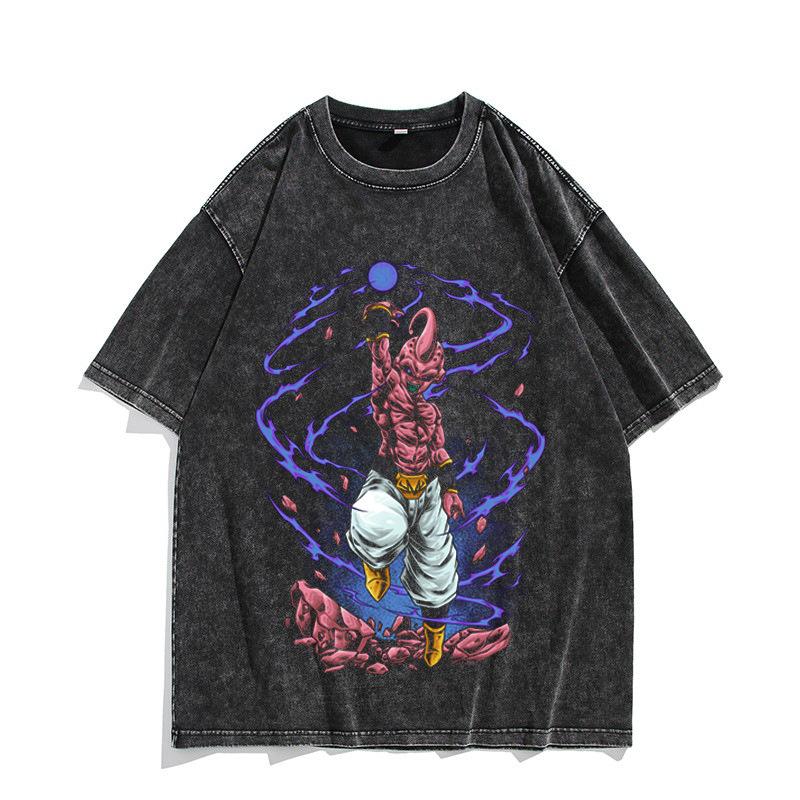 One Piece Luffy Kidd Law Printed Tshirt Mens and Womens Washed Tshirt High Quality Vintage Cotton Tshirt Harajuku Tops