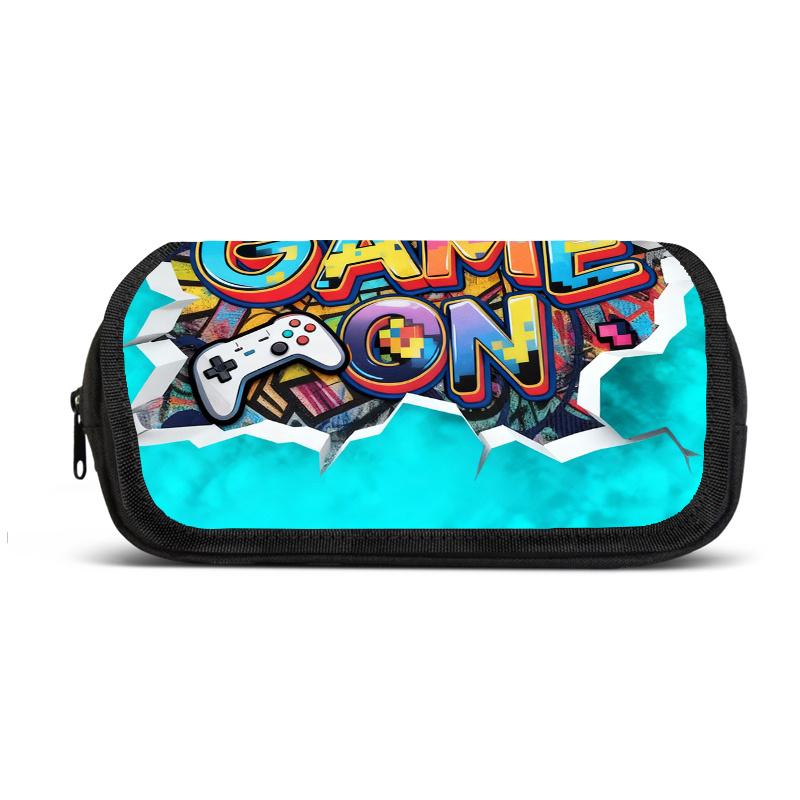 1pc, Featuring Game-Inspired Designs - A Spacious Double-Layered Pen Case with a Zipper, Ideal for Keeping School And Office Materials Organized