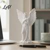 3D Printed Angel Statue Crown Figurine Vintage Guardian Angle Statue Shape Ornament Artistic Winged Women Sculpture for Home Tabletop Decoration