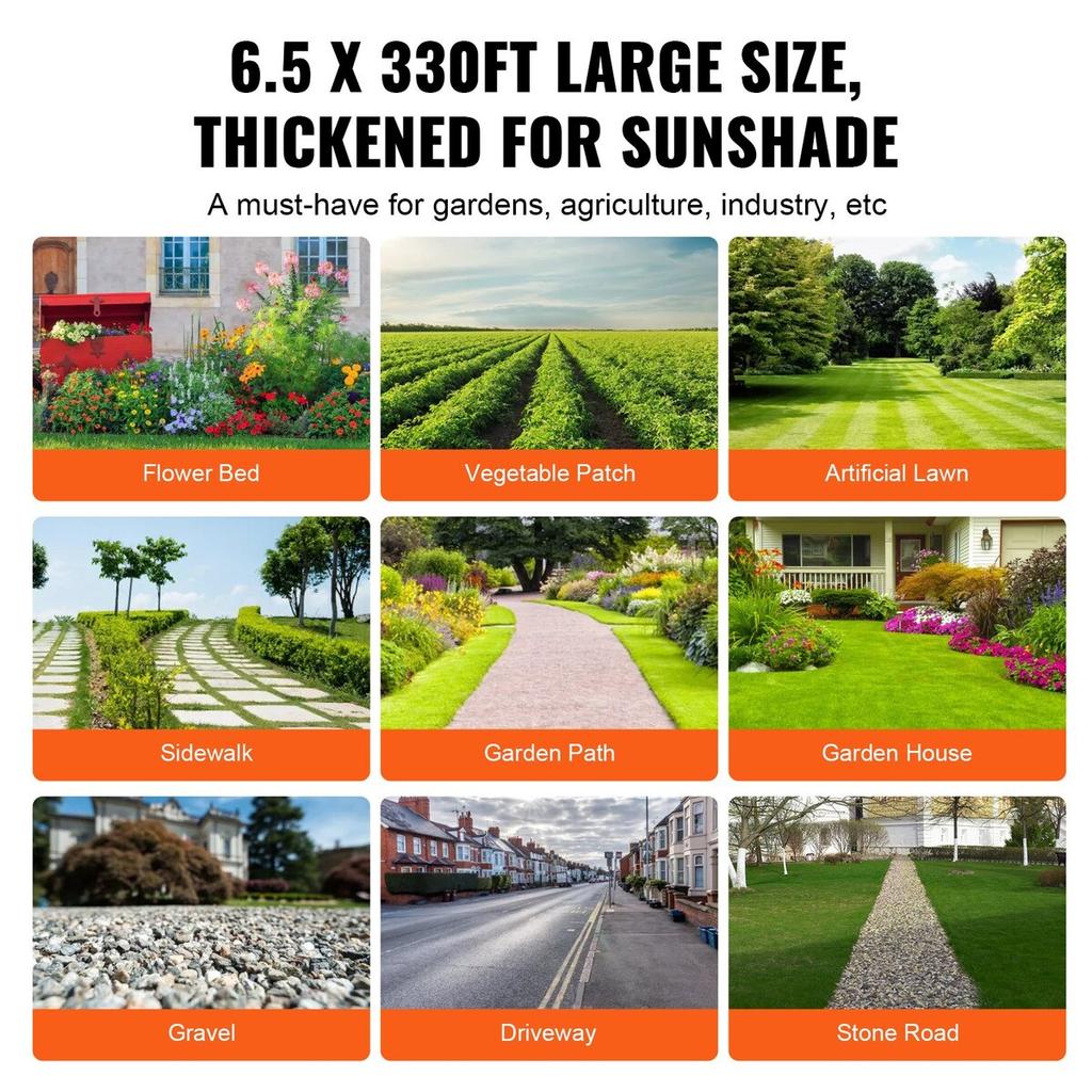 Weed Barrier Landscape Fabric, 6.5*330FT Heavy Duty Garden Weed Fabric, Woven PP Weed Control Fabric, Driveway Fabric, Geotextile Fabric for