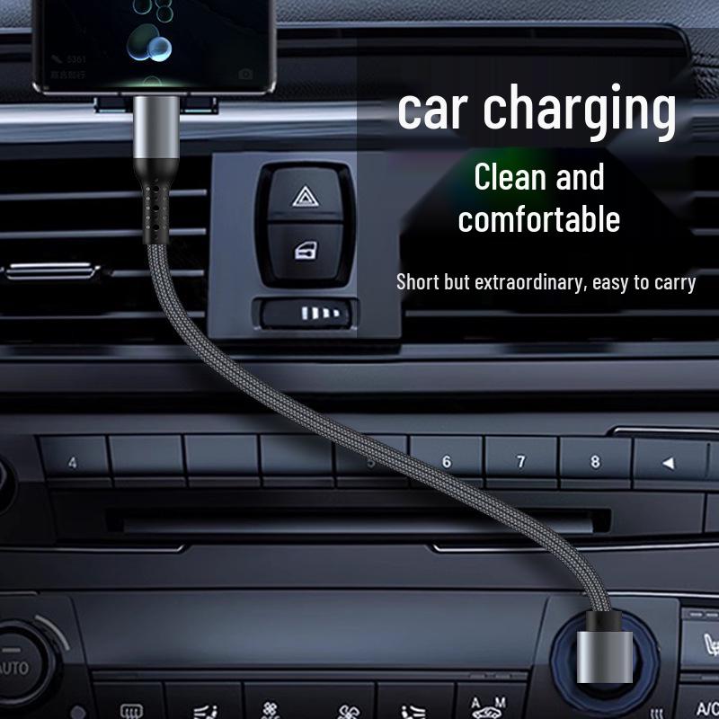 Dual Type-C Elbow PD100W Fast Charging Short Cable for Car & Power Bank