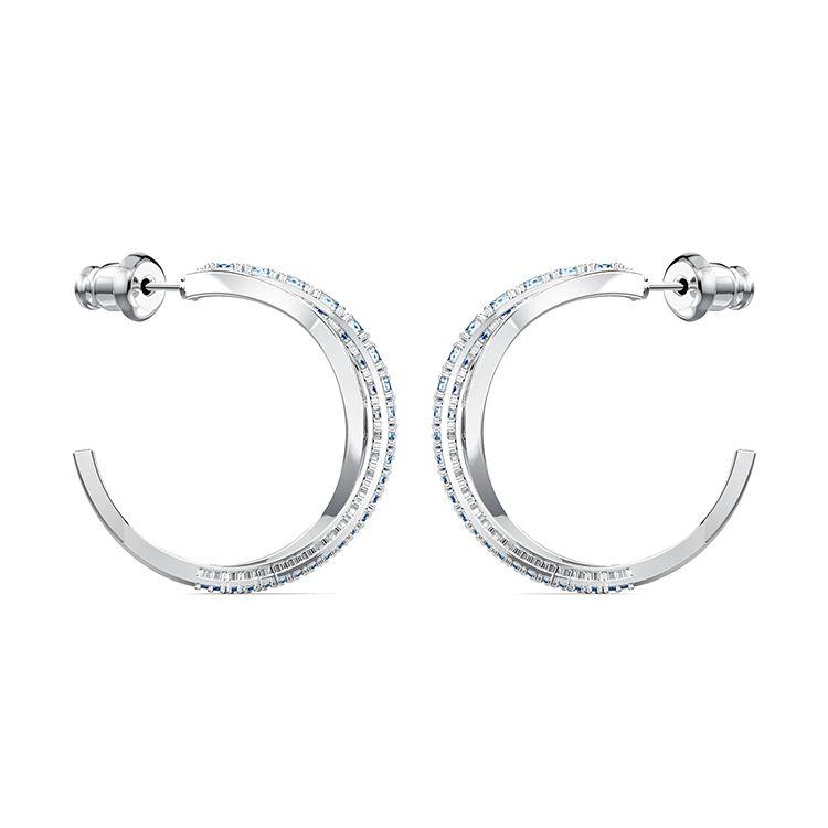 Swarovski Серьги-гвоздики с родиевым покрытием, витые, женские, синие 5582807