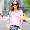 Cotton T-Shirt Women Long Sleeve Striped T Shirt Spring Autumn Female Clothing Shirt Blouse Tops