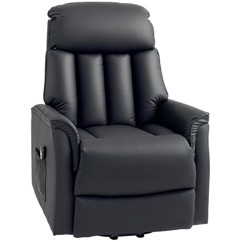 Electric Lift Chair TV Chair Chair With Lift Function Reclining Function Faux Leather 80 X 94 X 104 Cm Black