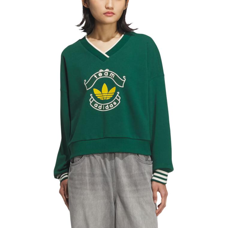 Adidas Оригинальный FW25 Командный свитшот Удобный Универсальный Свободный Пуловер с V-образным вырезом Женский свитшот KC5846