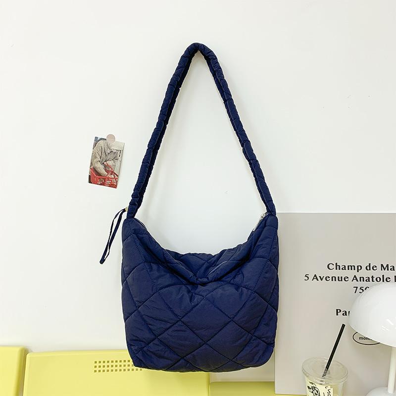 Large Capacity Cotton Clothing Fashion Bag for Women  Pleated Bag  One-shoulder Cloud Bag  Simple Casual Crossbody Bag