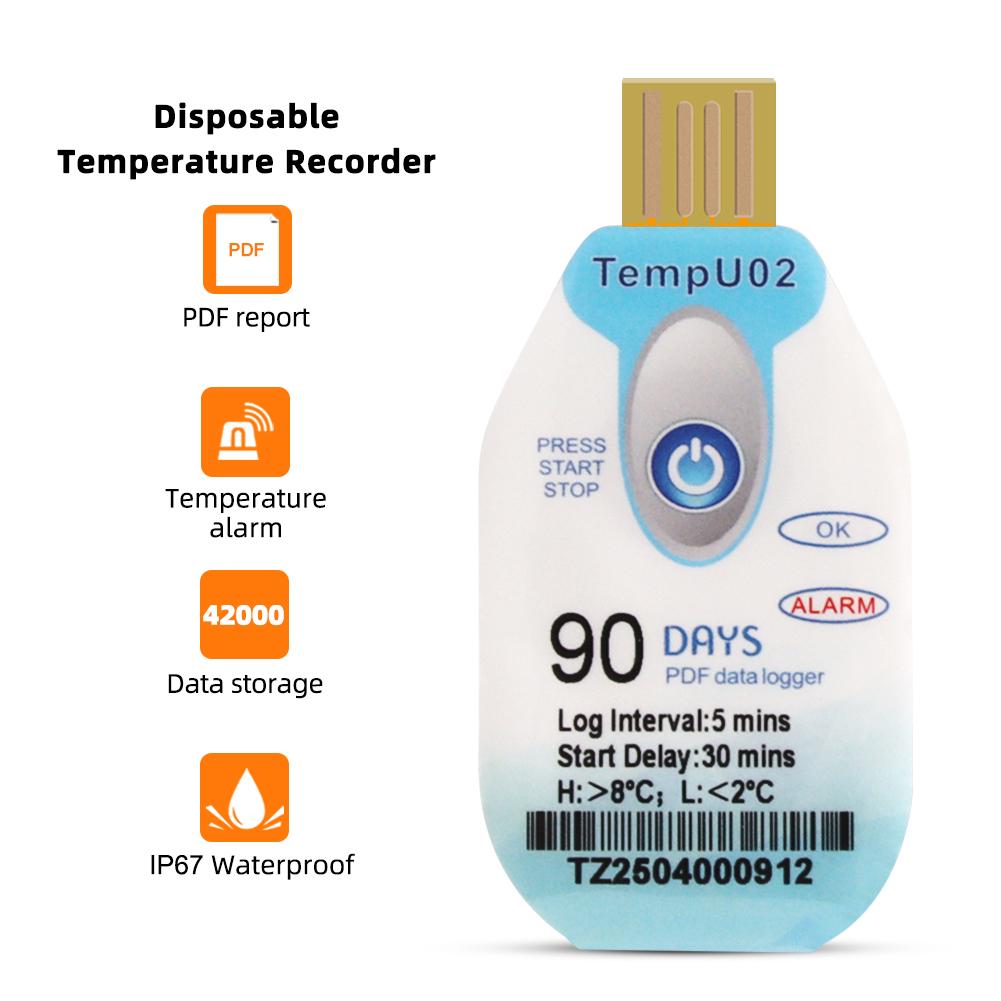 Регистратор температуры с отчетом в PDF Temp Recorder, емкость 18000 записей, логгер для морозильной камеры, для холодовой цепи Fresh Tag