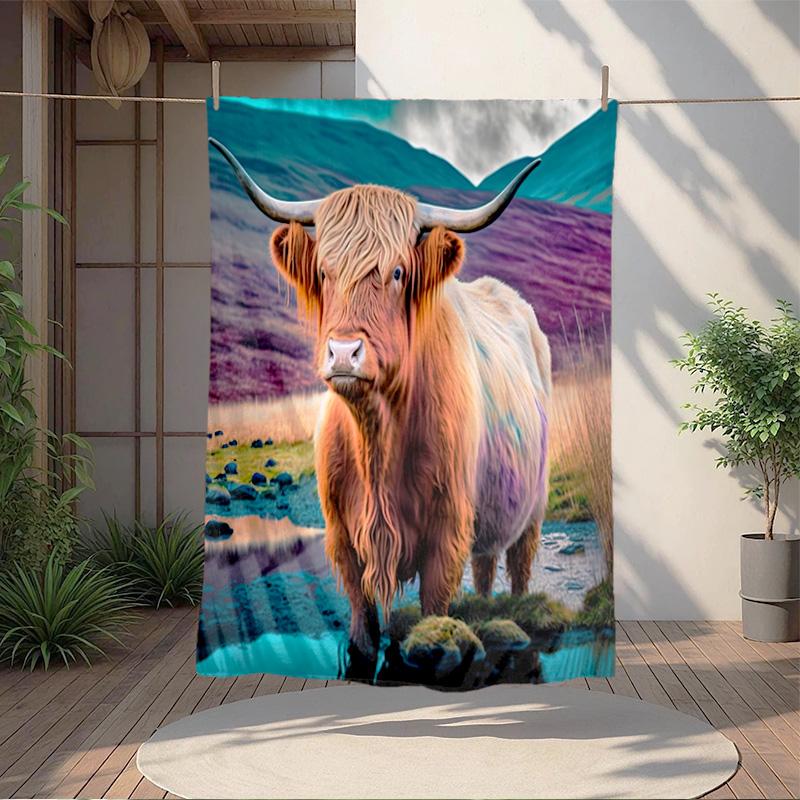 1pc Animals: rabbit, cat, pattern blanket, all season lightweight home office outdoor nap multifunctional blanket