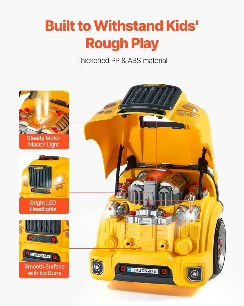 Engine Toy Kids Mechanic Car Repair Set with Removable Parts Yellow