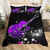 Music Guitar Duvet Cover King Queen Black White and Grey Graffiti Bedding Set Musical Notes Comforter Cover Musical Quilt Cover
