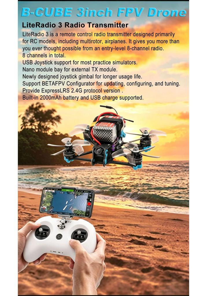 BoLiFang B-CUBE 3" Carbon Fiber Quadcopter F722 NOXE RTF (No Battery)