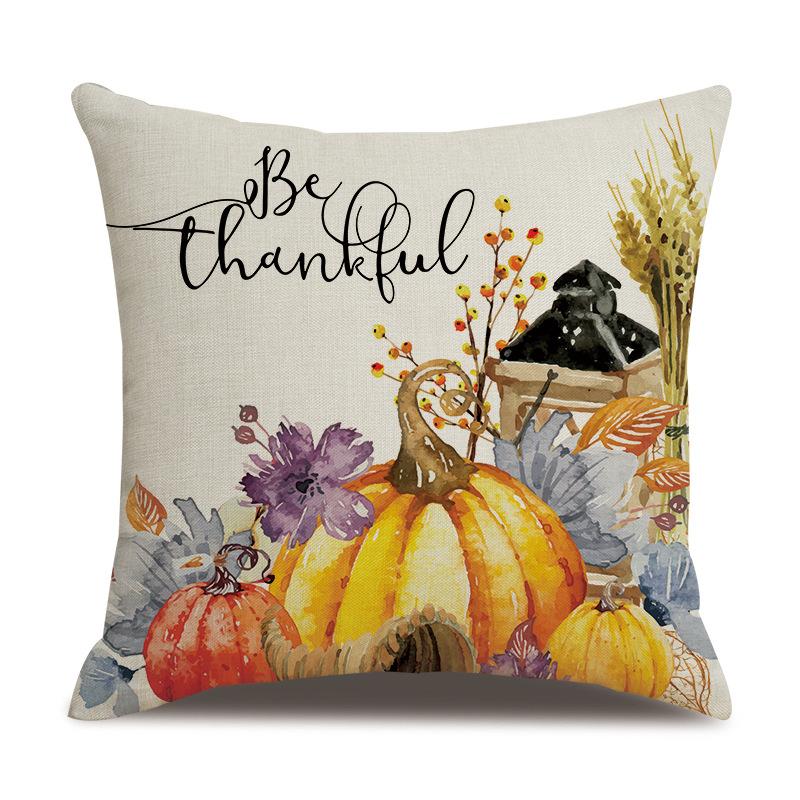 Подушка из льна на День благодарения, осенняя наволочка с принтом тыквы