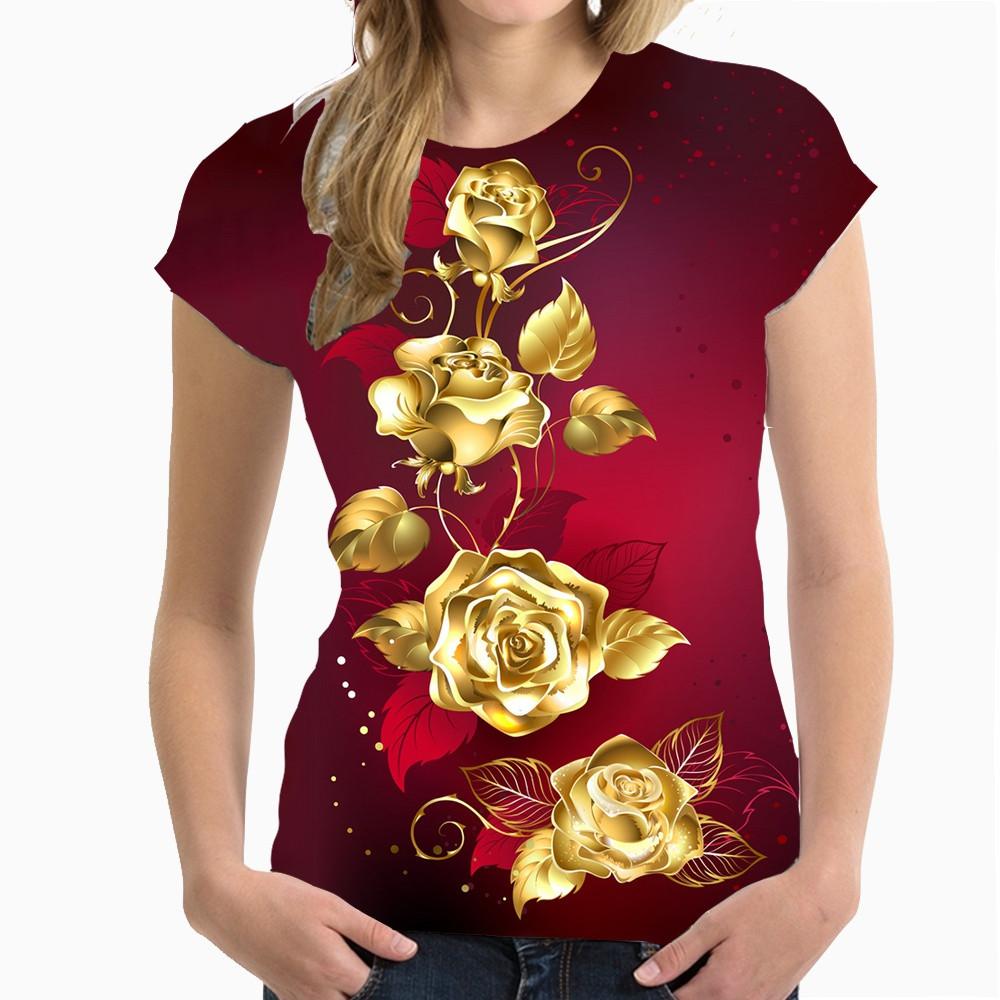 Мужская и женская футболка с коротким рукавом, 3D-печать роз, модная рубашка с круглым вырезом в стиле Харадзюку, мужская и женская футболка 6XL