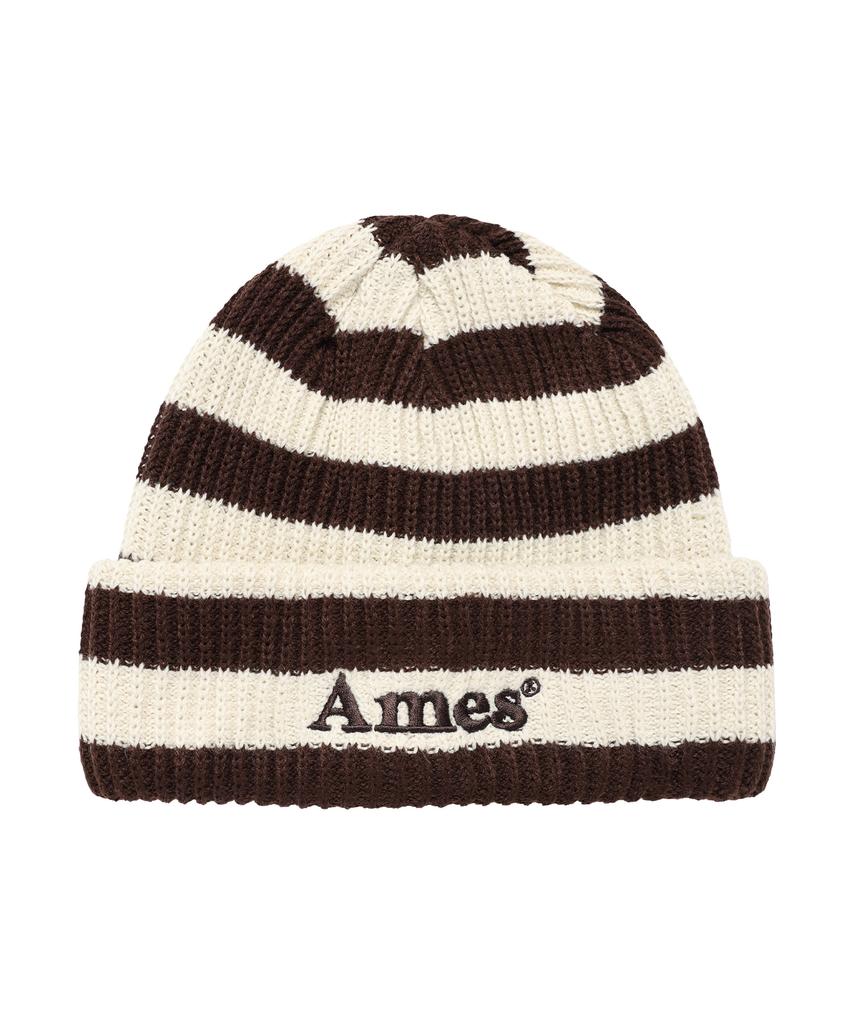 AMES-WORLDWIDE Коричневая вязаная шапка в полоску