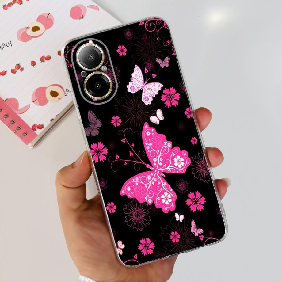 Мягкий ТПУ Бампер Чехлы Для Realme C67 4G RMX3890 Задняя Крышка Тонкий Прозрачный Силиконовый Чехол Для Телефона Женская Мода Рисунок Funda C 67 4G