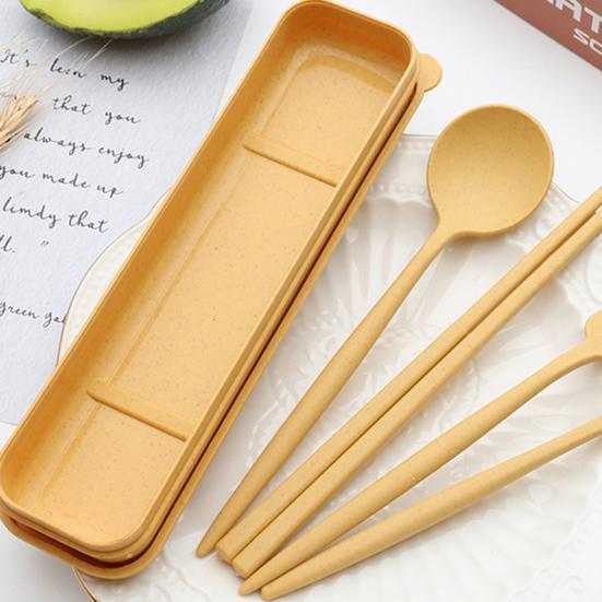 4 шт./компл. наборы столовых приборов креативные с футляром пластиковые портативные наборы ложек и вилок