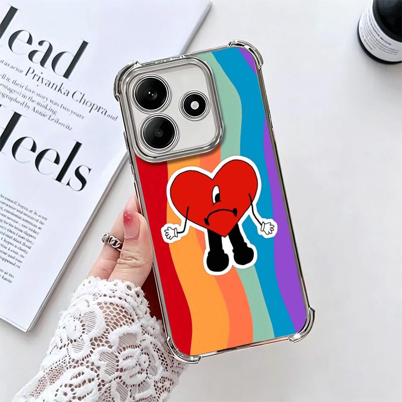 Чехол для телефона Bad Bunny с покрытием в виде сердца для Xiaomi Redmi Note 14 15 Pro Plus 13 12 11 11S 11T 10 9S 9 5G, противоударный чехол с подушкой безопасности