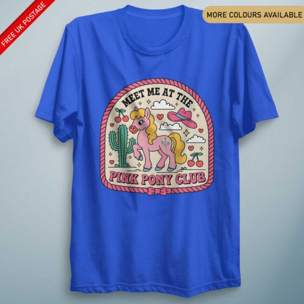 Розовая футболка с пони Fun Club Tee Вдохновленная ретро Детская унисекс рубашка Топы для любителей лошадей