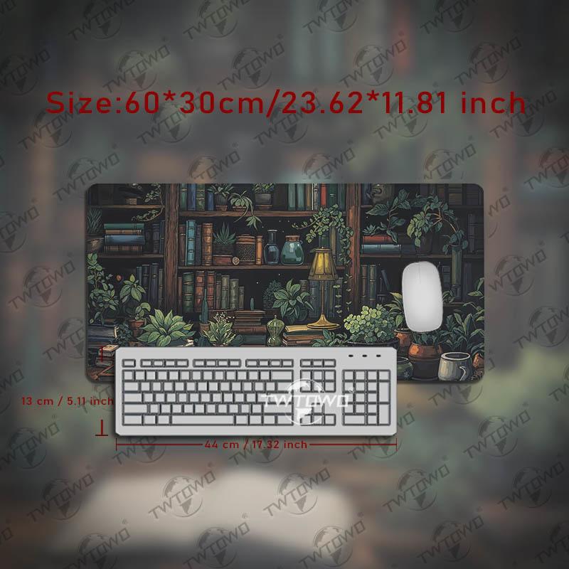 Green Plant Bookshelf Mouse Pad Gamer printon demand Custom Large New Mousepad XXL MousePads Natural Rubber Desktop Mouse Pad