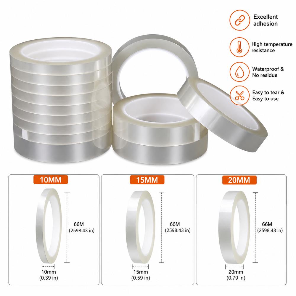 66 Meters Transparent Tape 10mm Width Drawing Transformer Tape Warning Marking Tape For Drawing
