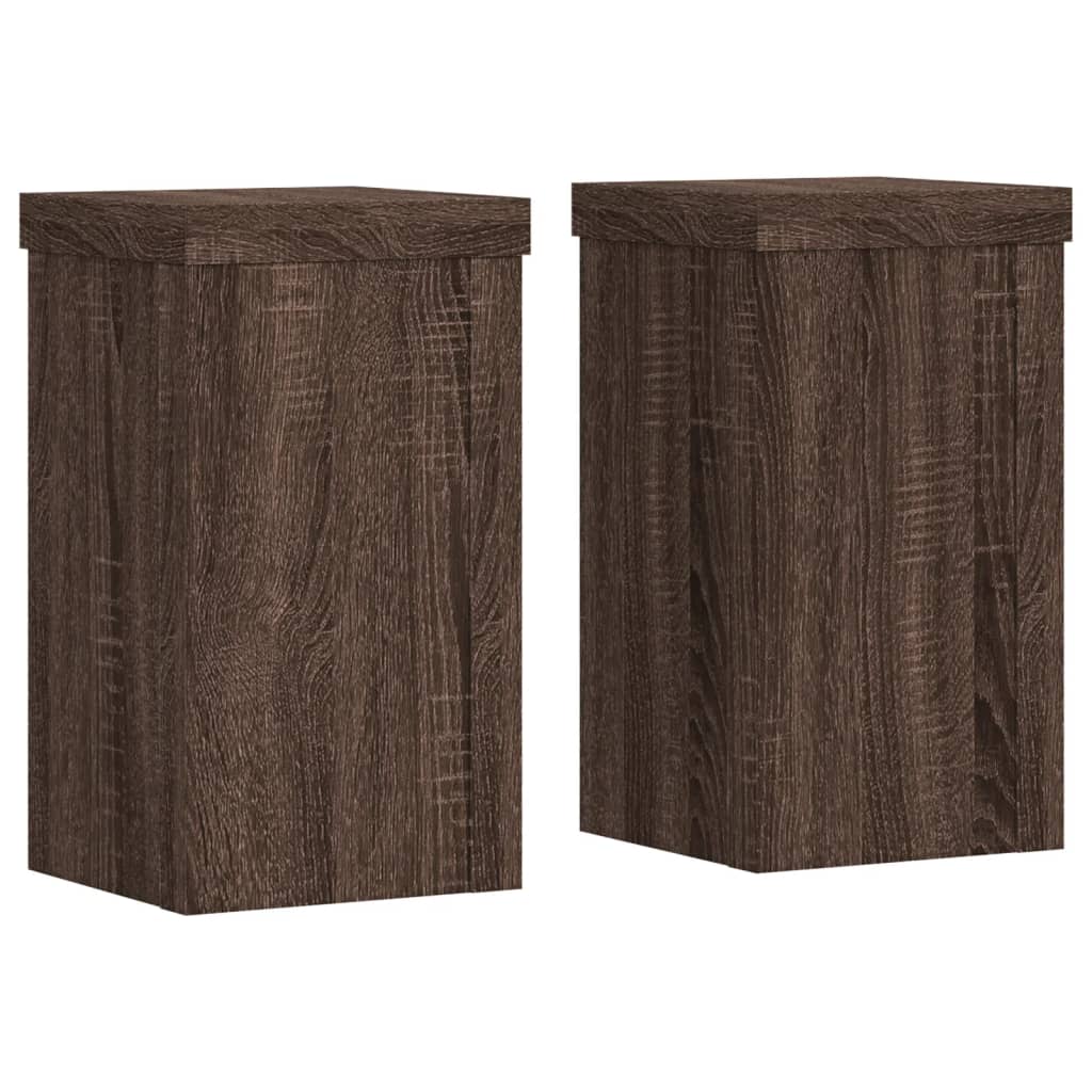 Plant Stand 2 pcs Brown Oak Look 10 x 10 x 18 cm Engineered Wood