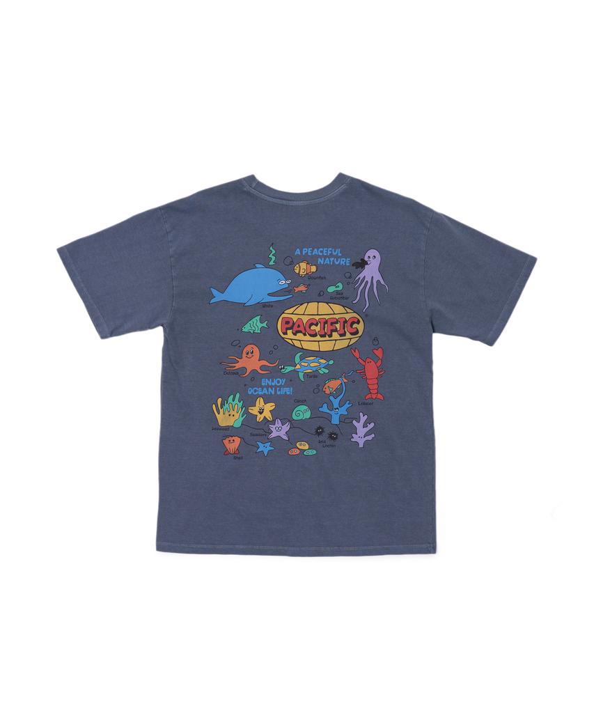 BIGWAVE COLLECTIVE Enjoy Ocean Life Pigment Short Sleeve T-Shirt (Navy)