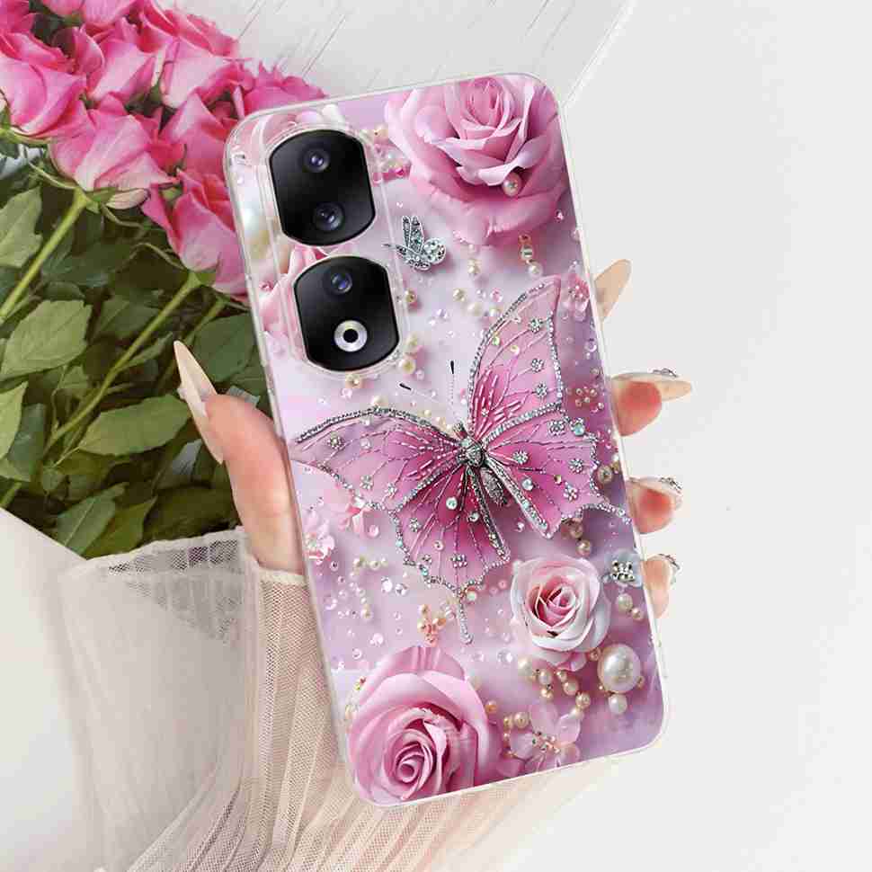 For Honor 90 Pro 5G 6.78" Case Fashion Painted Butterfly Silicone TPU Back Cover For Honor 90Pro 90 PRO 5G REP-AN00 Phone Cases